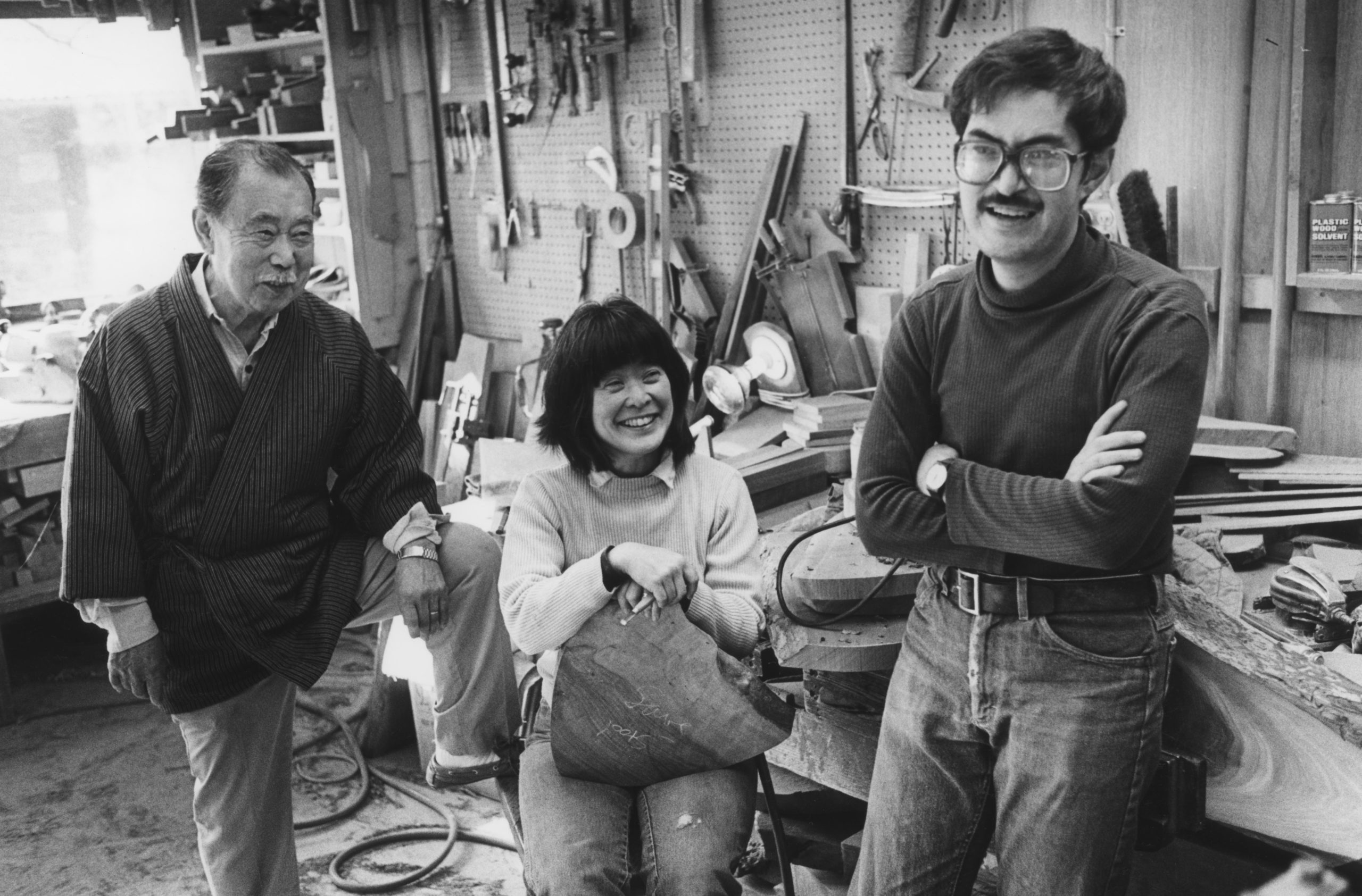George Nakashima with his daughter Mira and son Kevin