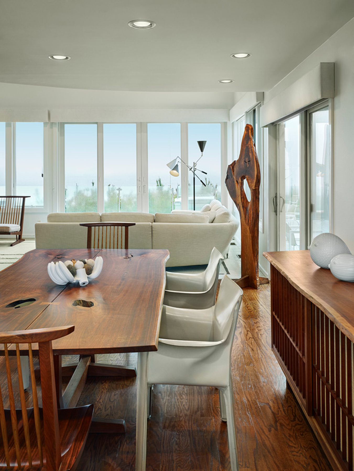 George Nakashima pieces in a modern living space by Michael Gruber Design