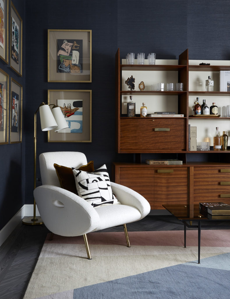 A Gio Ponti bookcase in a study designed by London-based interior design firm Studio Vero