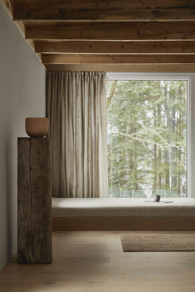 the interior of Norm Architect's Forest Retreat in Sweden