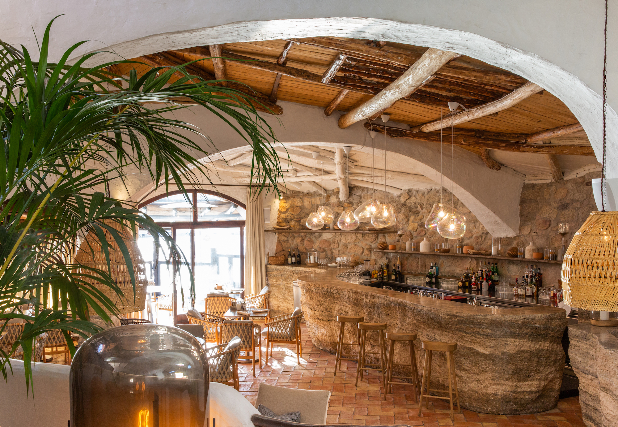 The bar at Quattro Passi al Pescatore, Sardinia