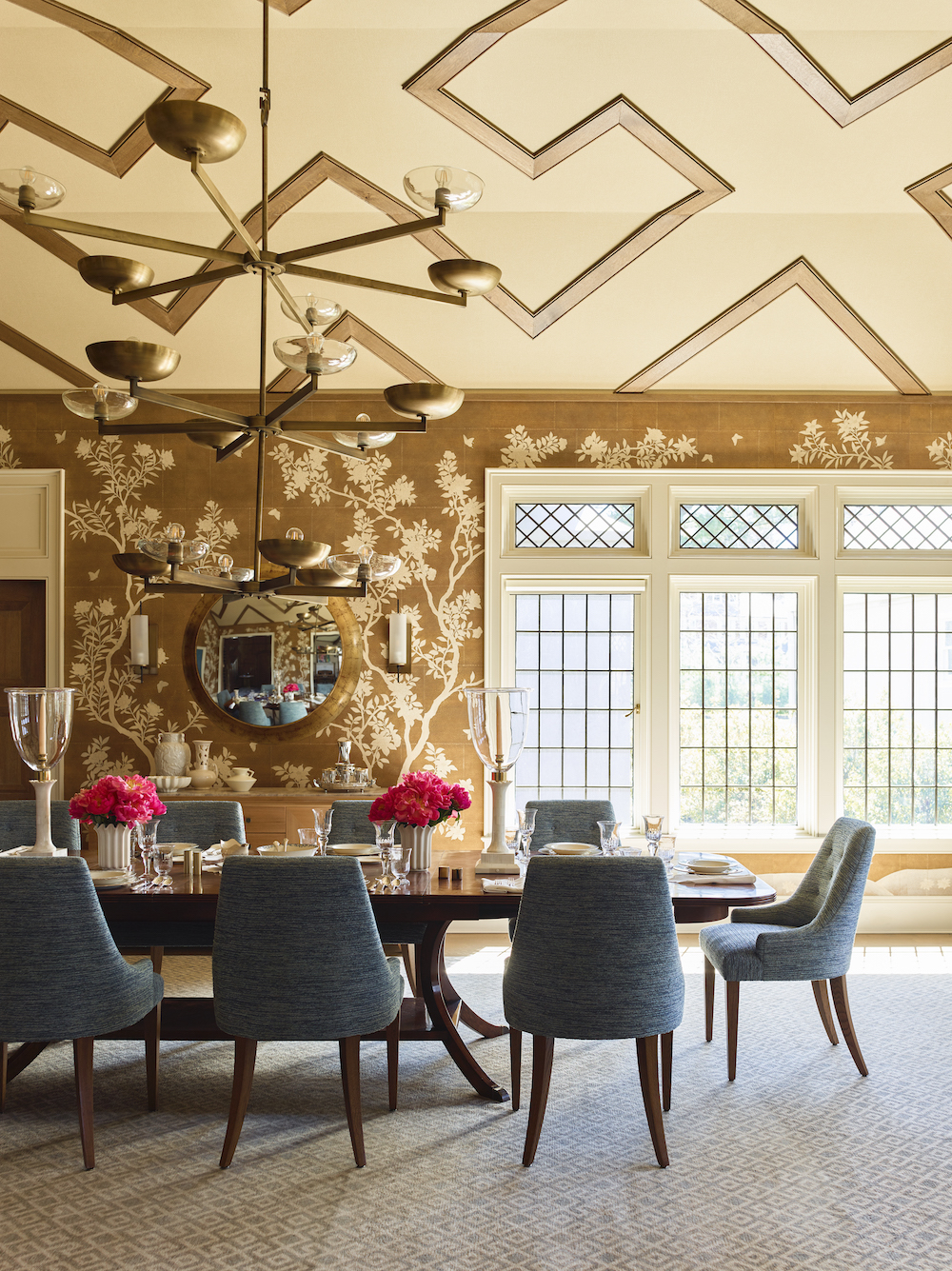 A dining room with interior with design by Gideon Mendelson in Effect Magazine
