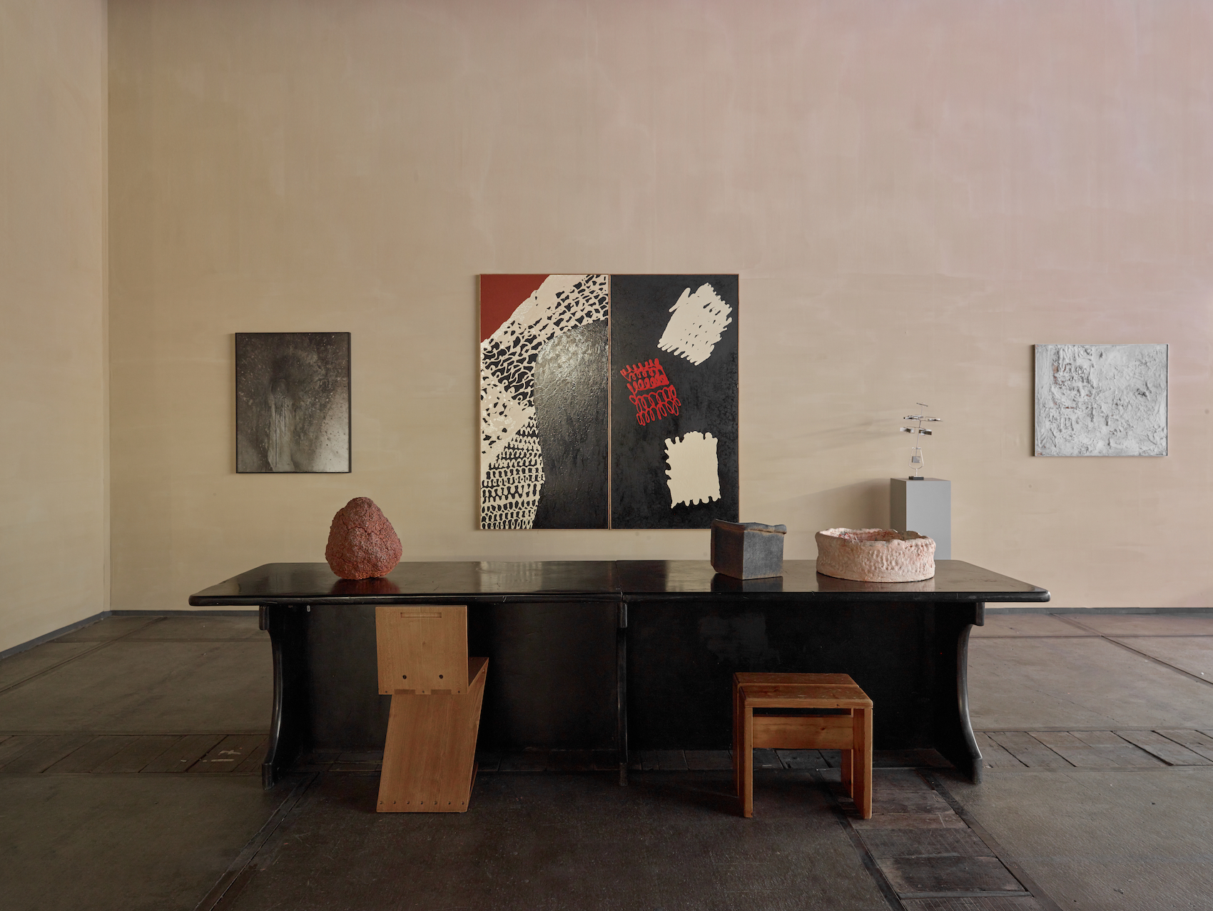 Treasures from Antwerp-based gallery Axel Vervoortdt's 2023 BRAFA stand included a 17th century slate table from a Spanish monastery