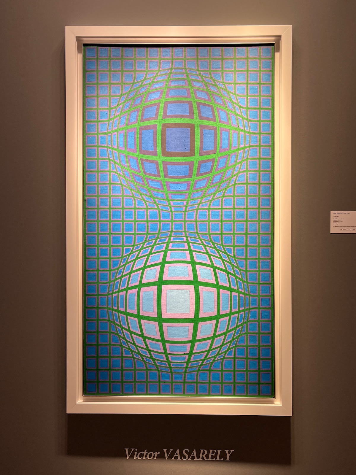 Victor Vasarely "Zet-Oltar" from 1974-1977, acrylic on canvas, at Boon Gallery at BRAFA 2023 in Effect Magazine