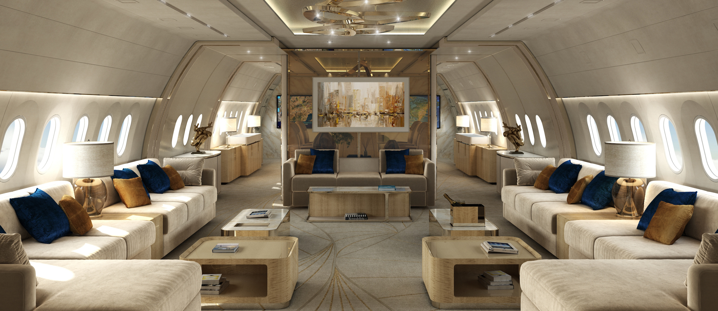 futuristic airplane interior