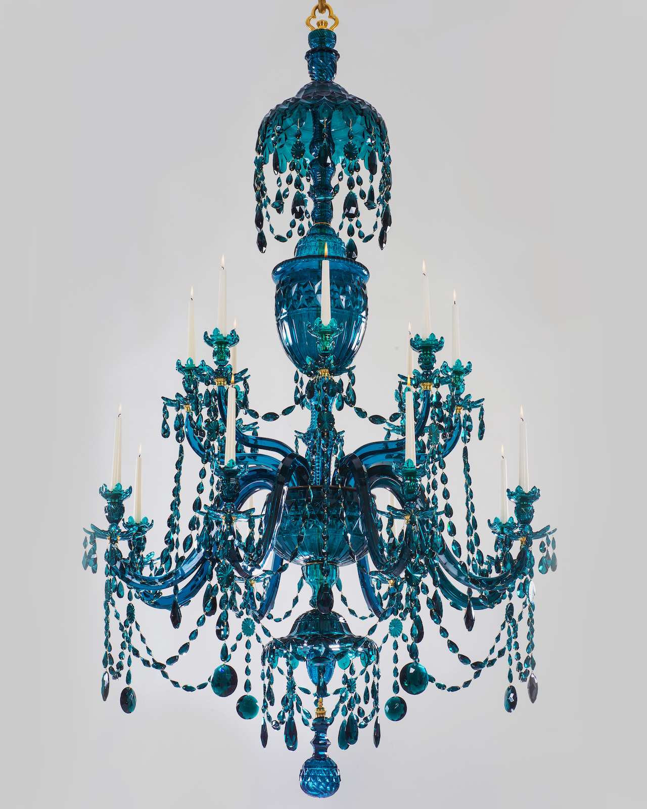 1785 George III peacock green chandelier from Fileman Antiques in Effect Magazine