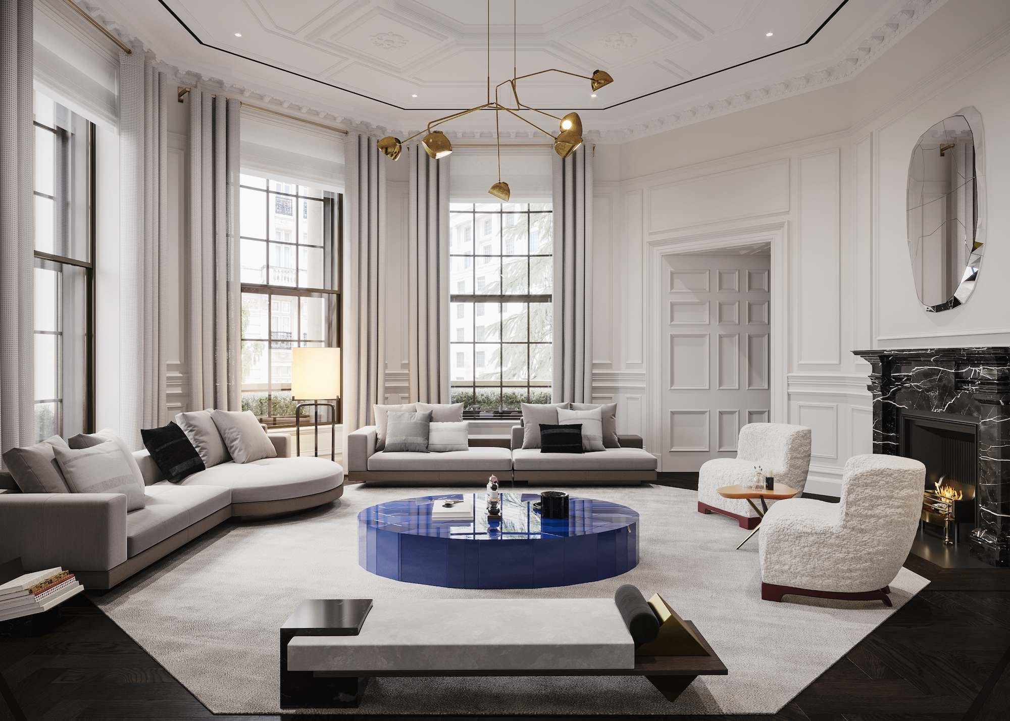Reception room at OWO residence, interior designed by 1508 London in Effect Magazine