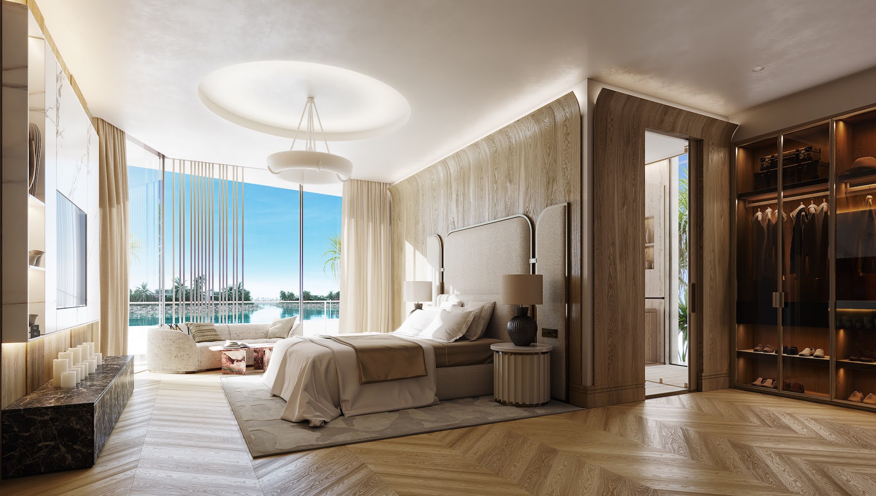Bedroom in a private villa in Dubai interior designed by Bergman Design House in Effect Magazine