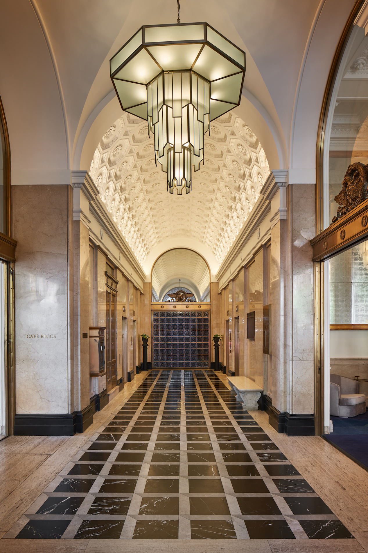 Entrance hall at Riggs Hotel in Washington DC designed by Lore Group creative director Jacu Strauss in Effect Magazine