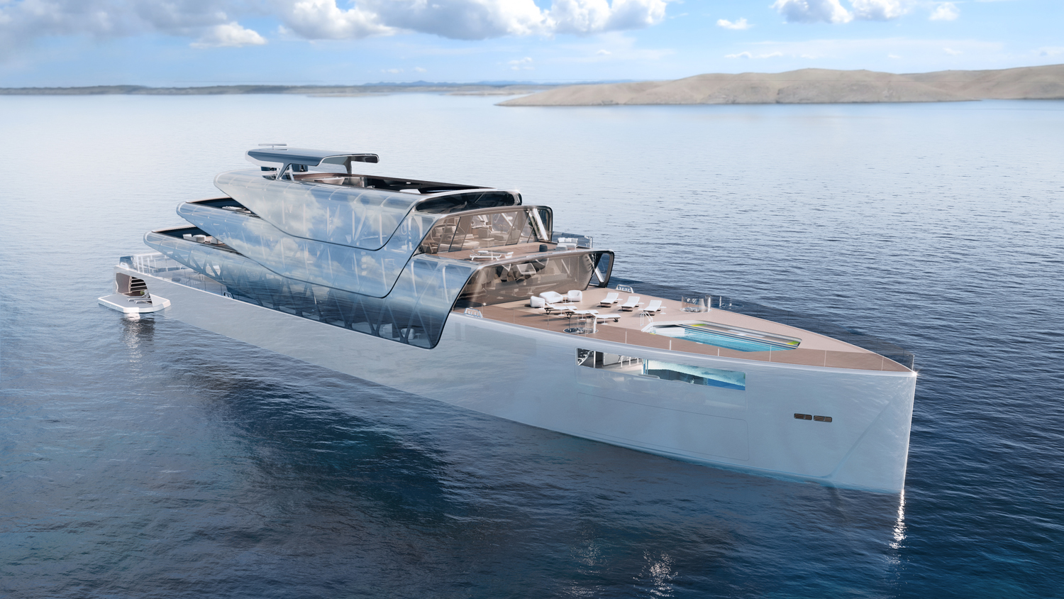 The Pegasus superyacht concept is designed to be fully 3D-printed, with a mirrored exterior that reflects the surrounding landscape - Effect Magazine