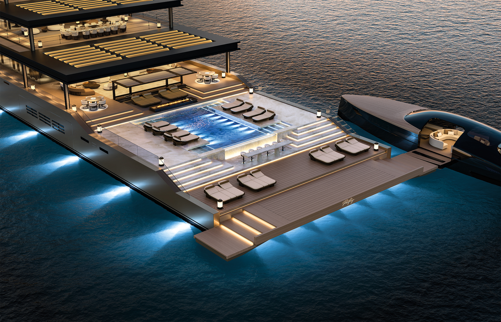 The superyacht concept Poetry by Dutch studio Sinot Yacht Architecture & Design is created to resemble a luxurious beach club - Effect Magazine