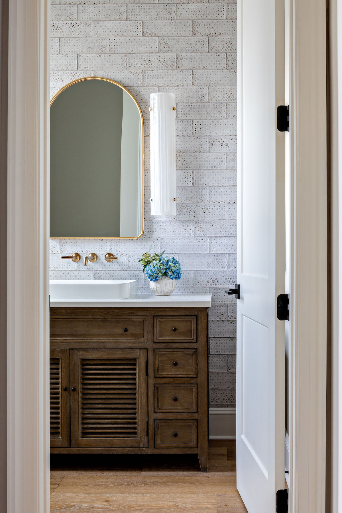 Modern Prairie elements in a bathroom by interior designer Coleen Norris - Effect Magazine