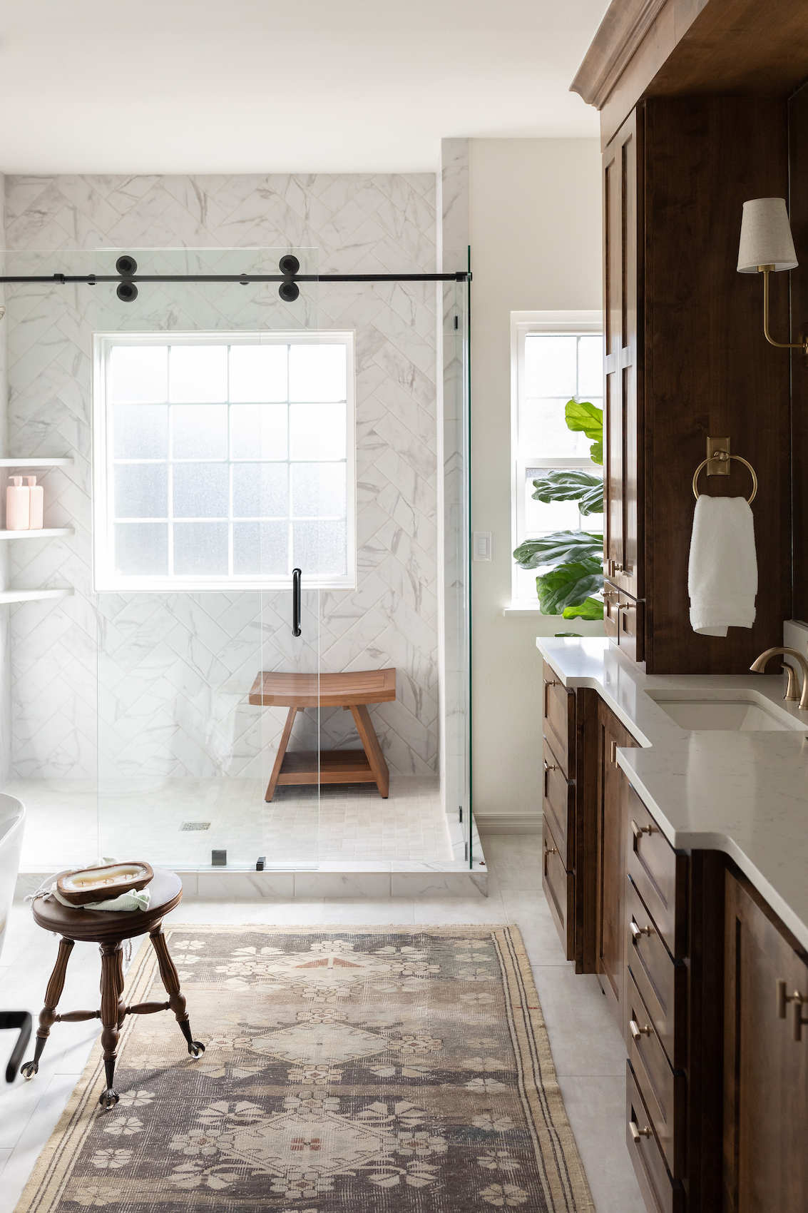 Bathroom by Modern Prairie interior designer Cortney McClure in Effect Magazine