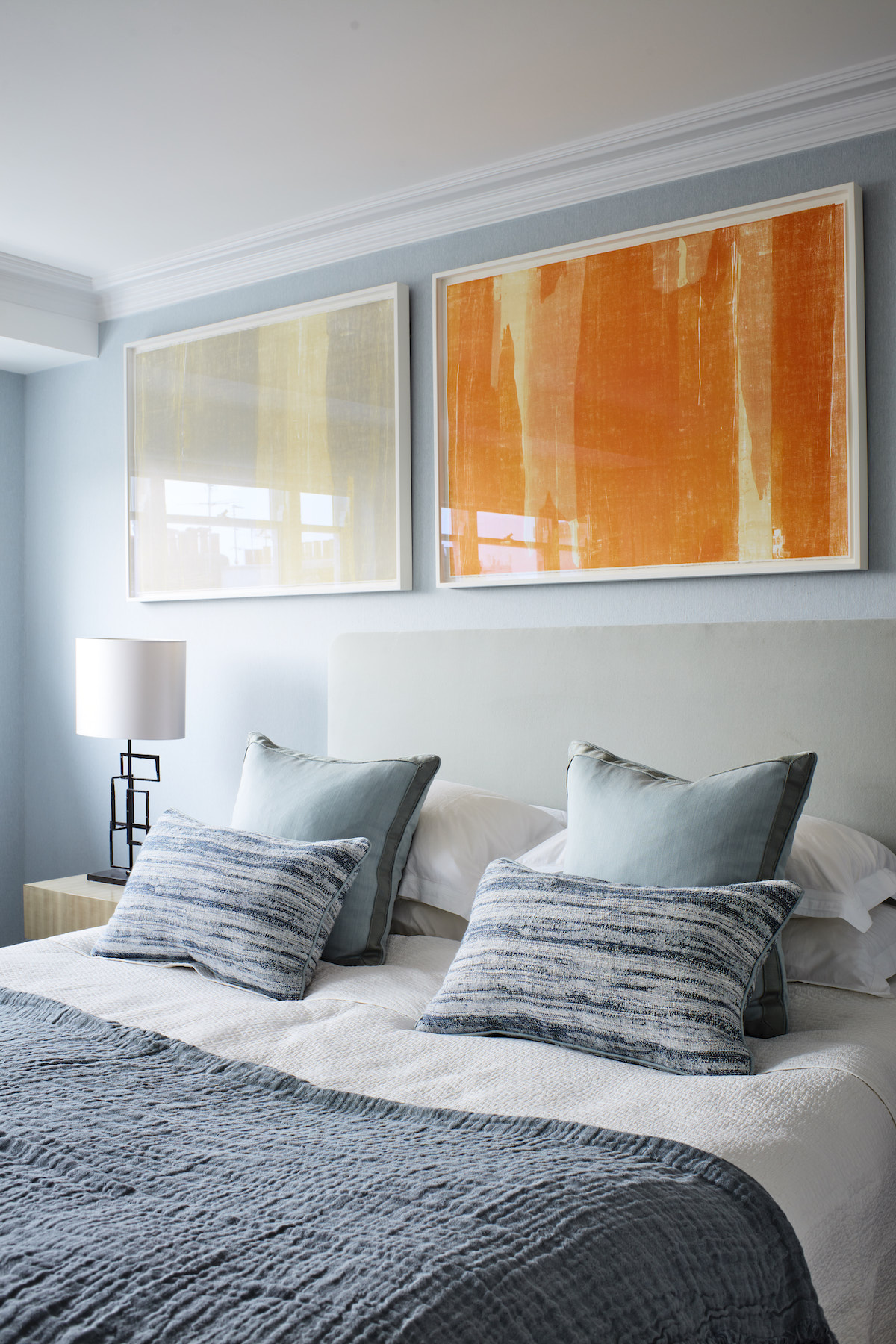 Pastel blues energise  this bedroom by Yellow London - Effect Magazine