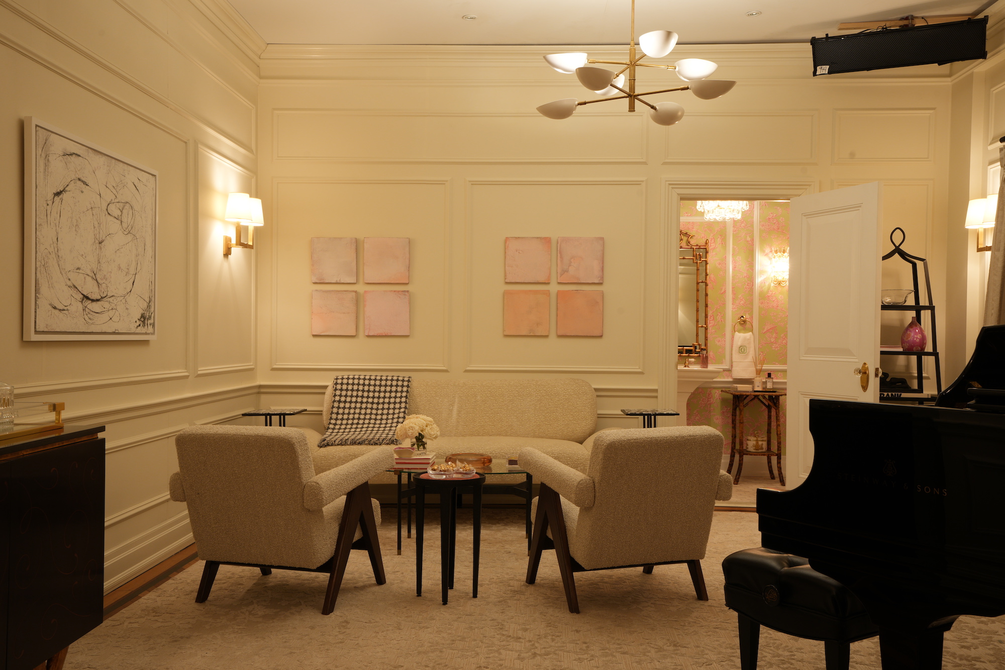 Piano room of Charlotte's Park Avenue apartment in HBO's “And Just Like That…” - Effect Magazine