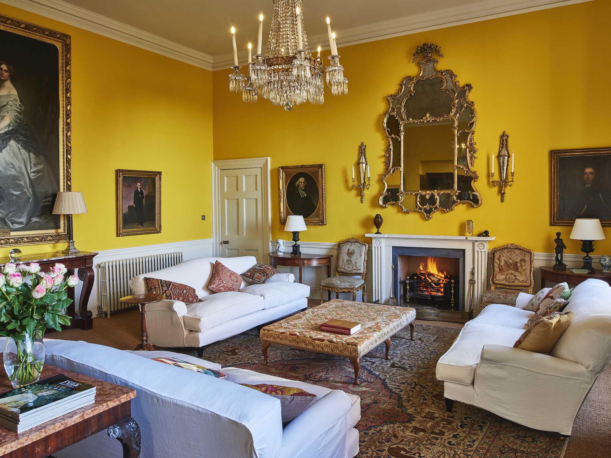Rich colour and period decor in an East Wing drawing room at Wolterton Hall in effect Magazine