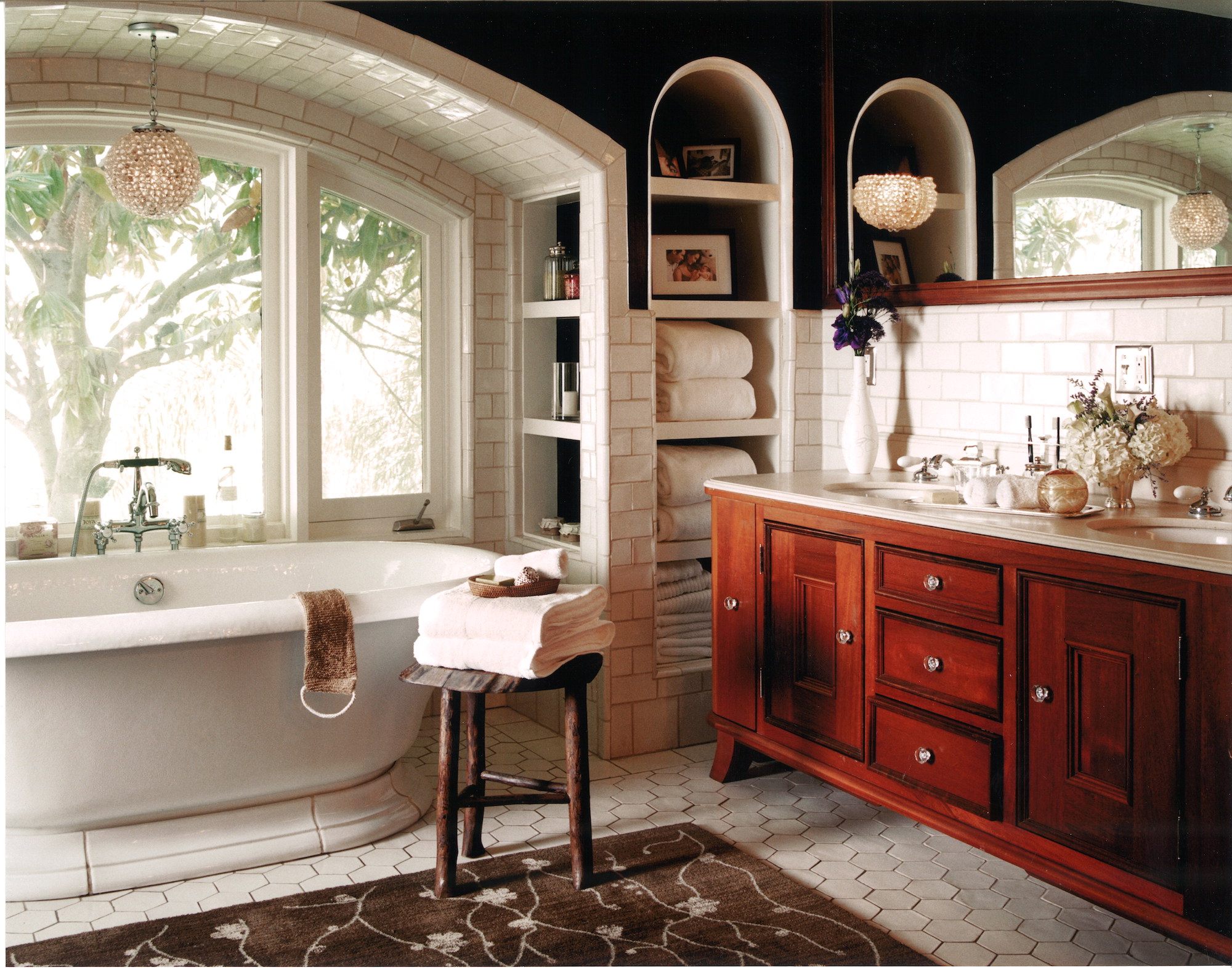 Bathroom of Jessica Alba's Hollywood Hills home, interior designed by Kari Whitman - Effect Magazine